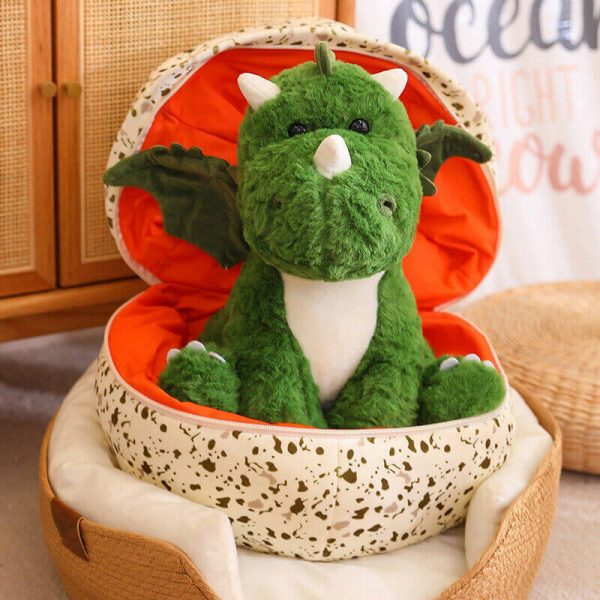 2 in 1 Dinosaur Plush Toy Stuffed Soft Dino in A Dragon Egg Pillow Doll